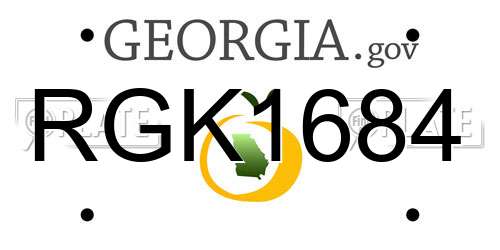 RGK1684 Georgia License Plate