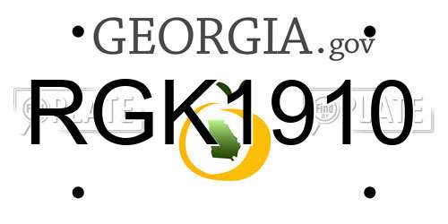 RGK1910 Georgia License Plate