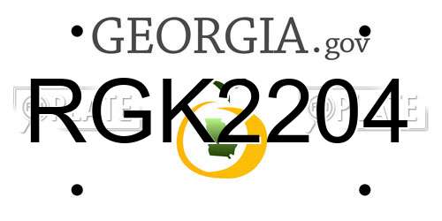 RGK2204 Georgia License Plate