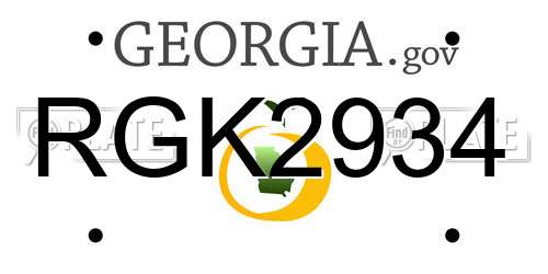 RGK2934 Georgia License Plate