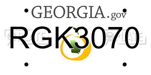 RGK3070 Georgia License Plate