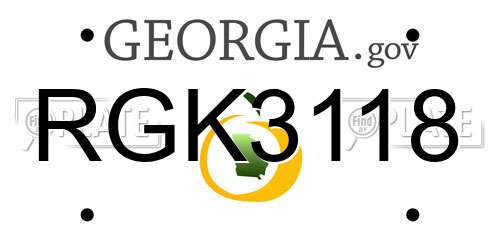RGK3118 Georgia License Plate