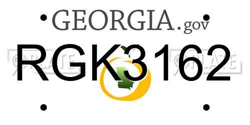 RGK3162 Georgia License Plate