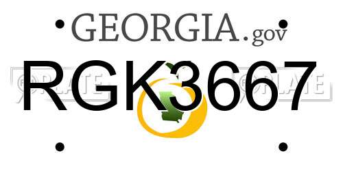 RGK3667 Georgia License Plate