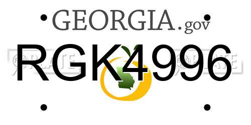 RGK4996 Georgia License Plate
