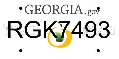 RGK7493 Georgia License Plate
