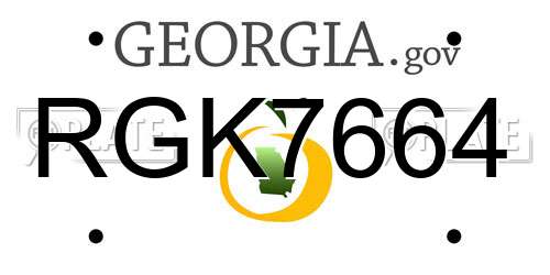 RGK7664 Georgia License Plate