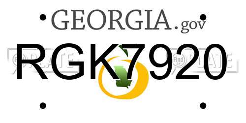 RGK7920 Georgia License Plate