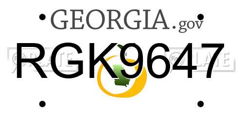 RGK9647 Georgia License Plate