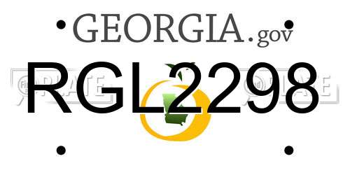 RGL2298 Georgia License Plate
