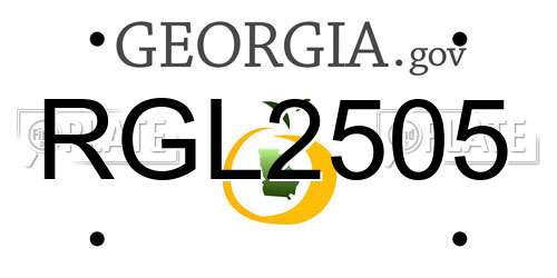 RGL2505 Georgia License Plate