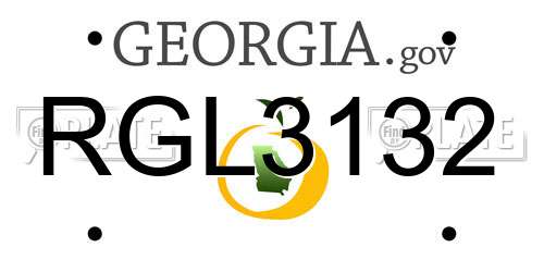 RGL3132 Georgia License Plate