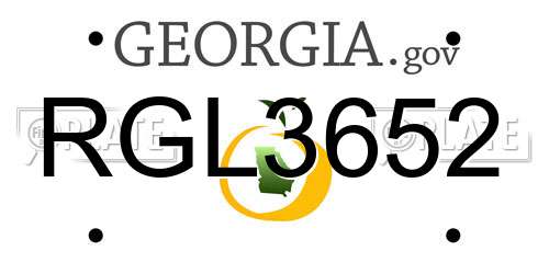RGL3652 Georgia License Plate