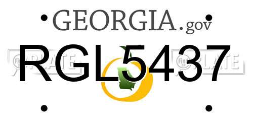 RGL5437 Georgia License Plate