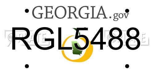 RGL5488 Georgia License Plate