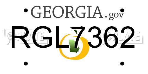 RGL7362 Georgia License Plate