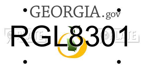 RGL8301 Georgia License Plate