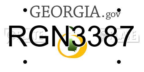 RGN3387 Georgia License Plate