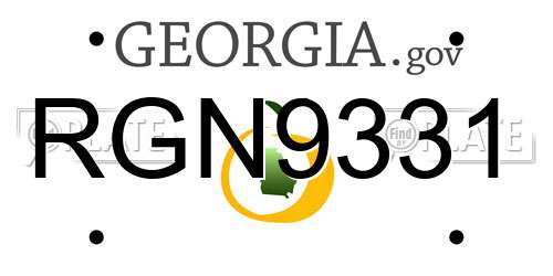 RGN9331 Georgia License Plate