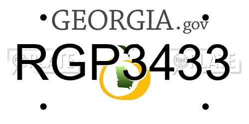 RGP3433 Georgia License Plate