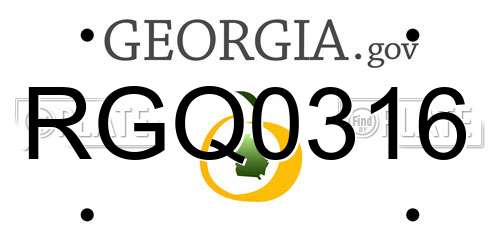 RGQ0316 Georgia License Plate