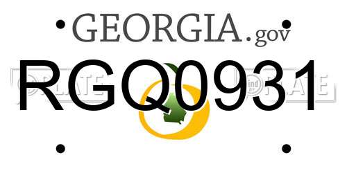 RGQ0931 Georgia License Plate