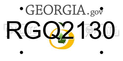 RGQ2130 Georgia License Plate