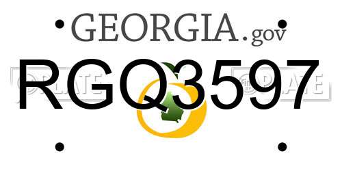 RGQ3597 Georgia License Plate