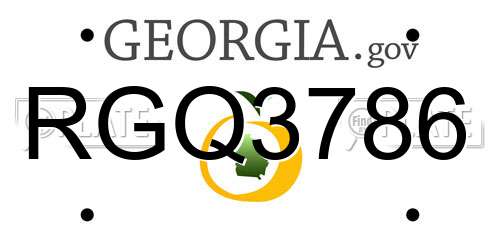 RGQ3786 Georgia License Plate