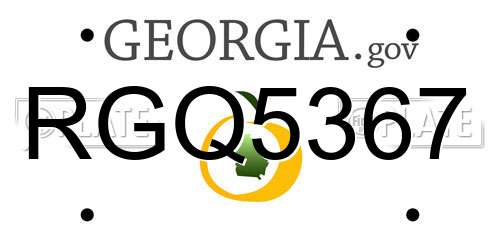 RGQ5367 Georgia License Plate