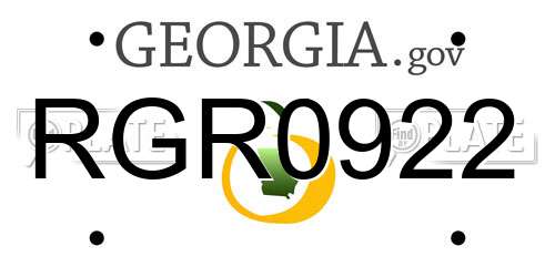 RGR0922 Georgia License Plate