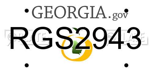 RGS2943 Georgia License Plate