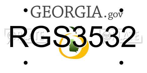 RGS3532 Georgia License Plate