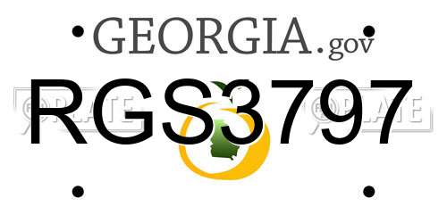 RGS3797 Georgia License Plate