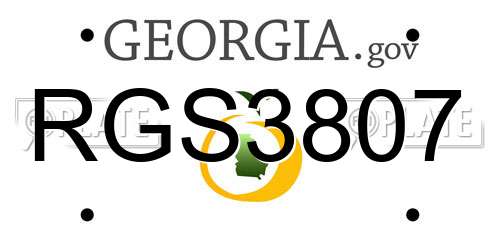 RGS3807 Georgia License Plate