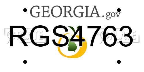 RGS4763 Georgia License Plate