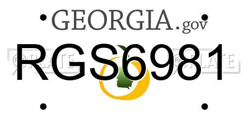 RGS6981 Georgia License Plate