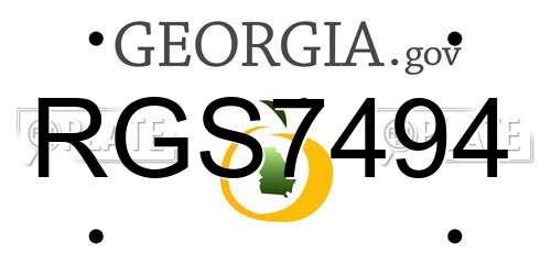 RGS7494 Georgia License Plate