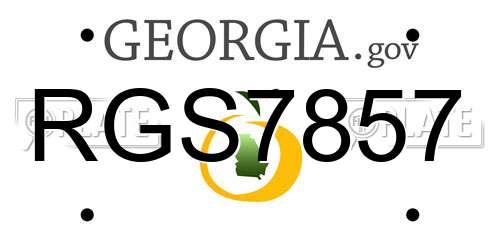 RGS7857 Georgia License Plate