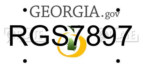 RGS7897 Georgia License Plate