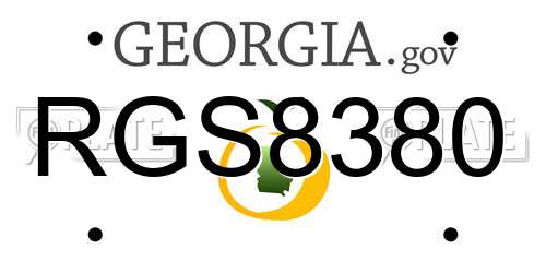 RGS8380 Georgia License Plate