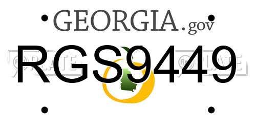 RGS9449 Georgia License Plate