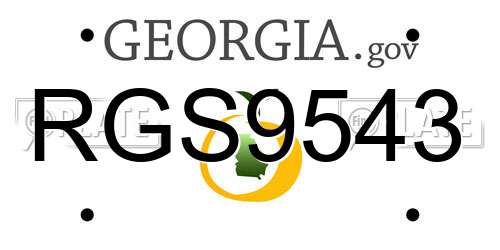 RGS9543 Georgia License Plate