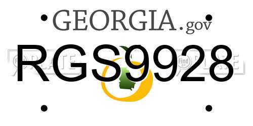 RGS9928 Georgia License Plate