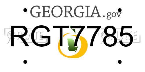 RGT7785 Georgia License Plate