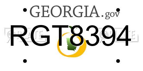 RGT8394 Georgia License Plate