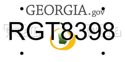 RGT8398 Georgia License Plate