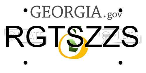 RGTSZZS Georgia License Plate