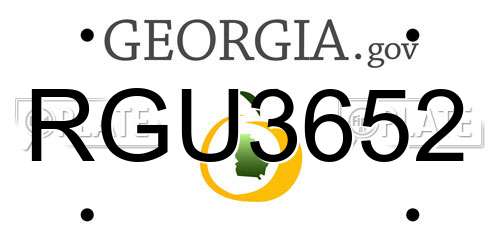 RGU3652 Georgia License Plate