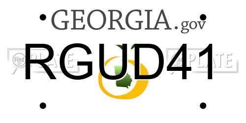 RGUD41 Georgia License Plate